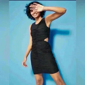 ROYALTY BY MALUMA Womens Black Cut Out Ruched Pullover Sleeveless Dress Large